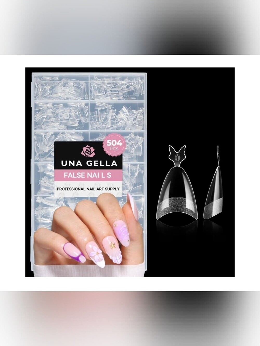 UNA GELLA Gel Nail Tips Almond Shape: 504pcs Medium Almond Nail Tips Half Cover